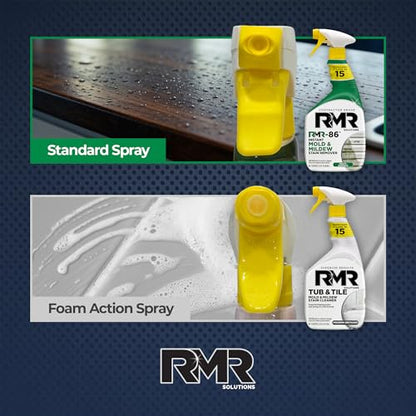 RMR Complete Mold & Mildew Stain Eraser System – No-Scrub Tub & Tile Cleaner + Instant Mold & Mildew Stain Remover Spray, Indoor/Outdoor Bathroom, Shower, Siding, & Deck Cleaning Kit, 2–32 Oz Bottles