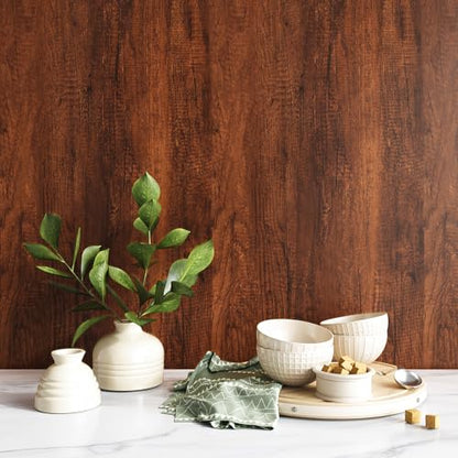 VEELIKE Auburn Cherry Wood Contact Paper Peel and Stick Wood Wallpaper for Kitchen Cabinets Furniture 15.7''x354'' Self Adhesive Waterproof Vinyl Wrap Wood Grain Contact Paper for Countertop Table Top - size: 15.7" x 354"