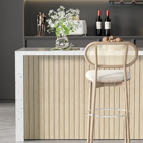 Arthome Peel and Stick Slat Wall Panels 15.7"x360",Self-Adhesive PVC Wood Grain Wallpaper Panel,3D Thick Faux Soundproof Backsplash Accent Wall Tile for Walls & Furniture (Beige- Coverage 39.2 Sq.ft) - color: Beige, size: 15.7" x 360"