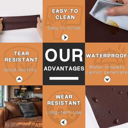 Leather Repair Patch, Self Adhesive Leather Repair Tape Kit Dark Brown - color: Dark Brown-1, size: Fine Grain 3 x 60 In