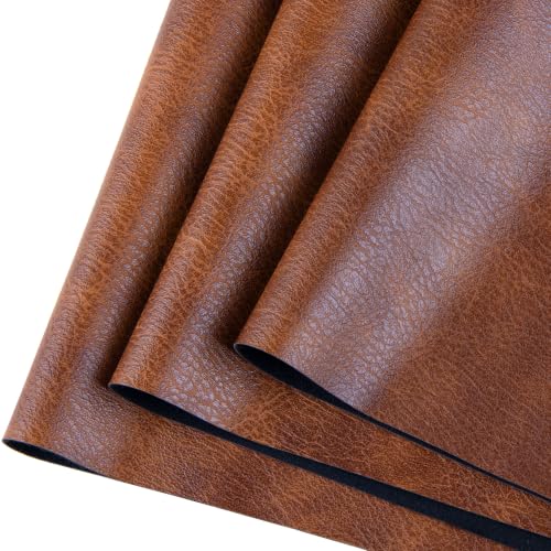 Faux Leather Sheets Fabric 54" X 36",Thick Durable Synthetic Upholstery Vinyl, Suitable for Furniture Replacement and Renovation Materials, Wallets, DIY Sewing Projects (Light Brown, 1 Yard) - color: Light Brown, size: 1 YARD