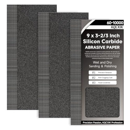 Premium 30-Sheet 60 Grit Wet Dry Sandpaper, 9 x 3-2/3 Inch - style: 60Grit