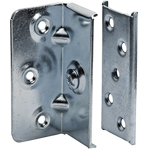 No-Mortise Bed Rail Brackets for Wood Bed Frame – Durable Zinc-Plated Metal Bed Rails Bracket w/ Single-Bolt Assembly – Easy-to-Install Ideal Heavy Duty Bracket for Rigid Joints & Furniture Hardware