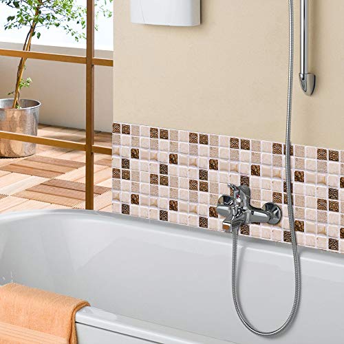 10 Sheets Peel and Stick Tile Stickers Tiles Peel and Stick Wall Subway Tile for Bathroom, Fireplace, Laundry Table, Stair Decals (10x10cm)