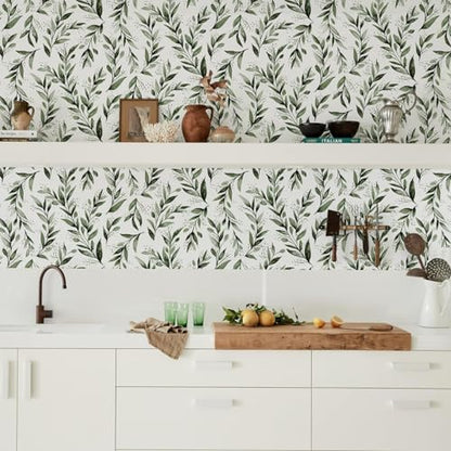 Livebor Leaf Wallpaper Peel and Stick Green Contact Paper17.7” x 590.5” - color: B-Green, size: 17.7" x 590.5"