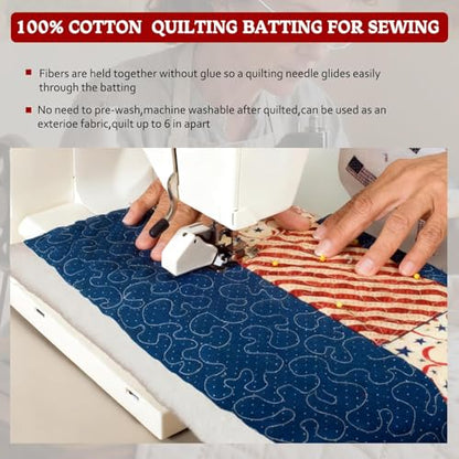 RRKTP Cotton Batting for Quilting，200 g/m² Lightweight Quilt Batting King Size，Natural All Season Comfort Cotton Stuffing, Sewing Handmade & DIY Crafts 96"×108" - size: 96×108