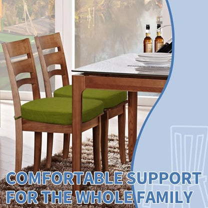 BUYUE Thickened 2.5" Friendly Woven Fabric Dining Chair Cushion, U-Shape High Density Foam Comfortable Chair Pad for Kitchen, Slip Resistant Indoor Seat Cushion (1 Piece, Grass Green) - color: Grass Green