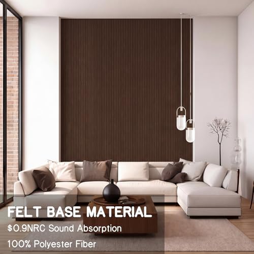Geelin Peel and Stick PVC Wood Slat Wall Panel Decor 118" x 15.75", Walnut - color: Walnut