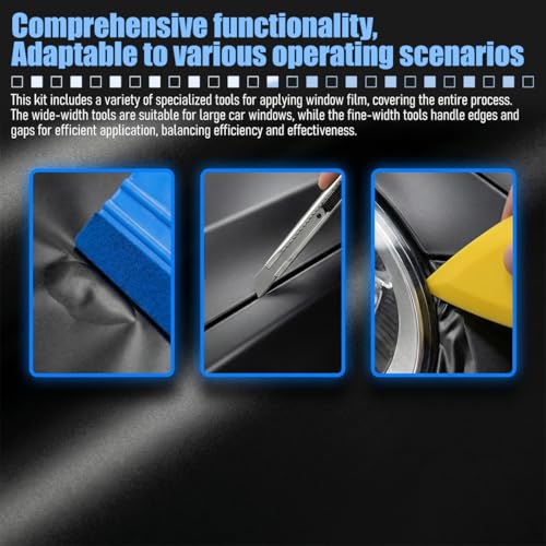 18PCS Car Window Tint Kits, Automotive Glass Protective Film Tinting Tool with Squeegee Cutting Knife, Vehicle Window Vinyl Wrapping Installation Tint Set, Universal Fit - size: 18PCS