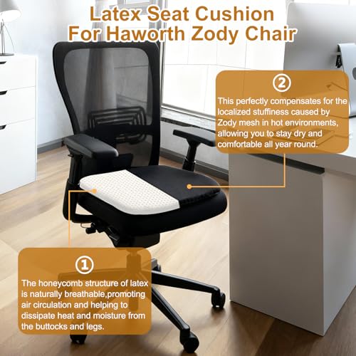 Natural Latex Seat Cushion for Haworth Zody Chair - Ergonomic Office Chair Accessories, Soft and Comfortable Seat Mat （Black）