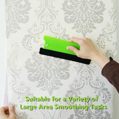 2Pcs Plastic Felt Squeegee, 8.3inch Long Wallpaper Smoother, for Clean & Smoothing, Vinyl Wrap Squeegee, Window Tint Squeegee, Vinyl Scraper, Decal Applicator, Scratch-Free - color: Green