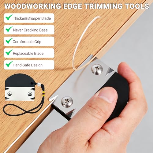 Edge Banding Trimmer - 2026 Upgraded Edge Banding Tools for Woodworking,Edge Corner Planer with Hanging Strap,Durable Edge Banding Trimmer,for Wood|PVC|ABS|Veneer