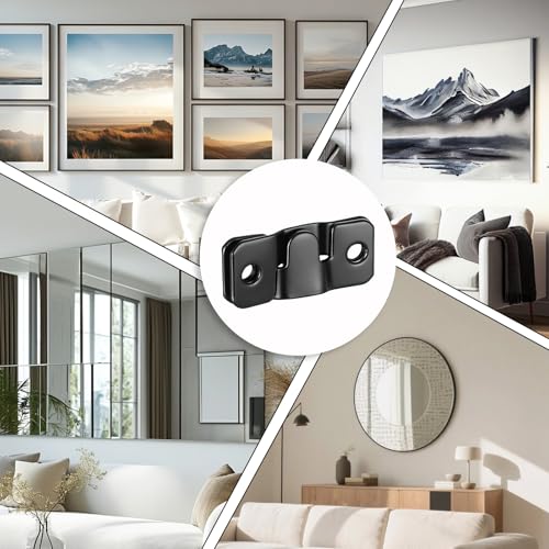 8 Pairs Flush Mount Bracket Interlocking Heavy Duty Photo Frame Hook Black