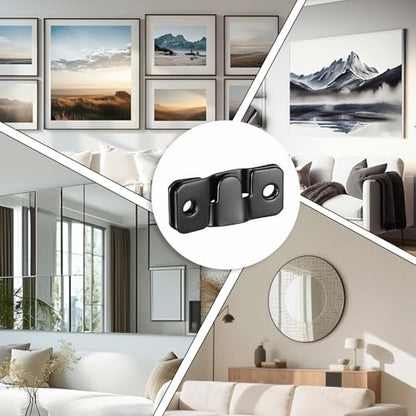 8 Pairs Flush Mount Bracket Interlocking Heavy Duty Photo Frame Hook Black