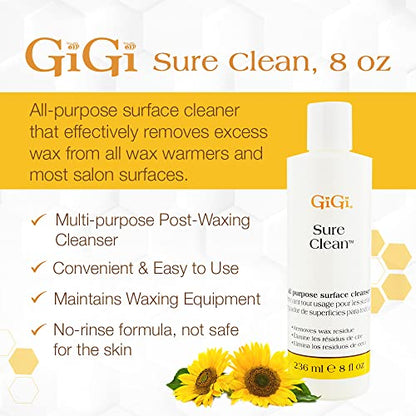 GiGi Sure Clean Surface Cleanser Wax Cleaner & Remover Warmer Pot Clear 8oz - size: 8 Fl Oz (Pack of 1)