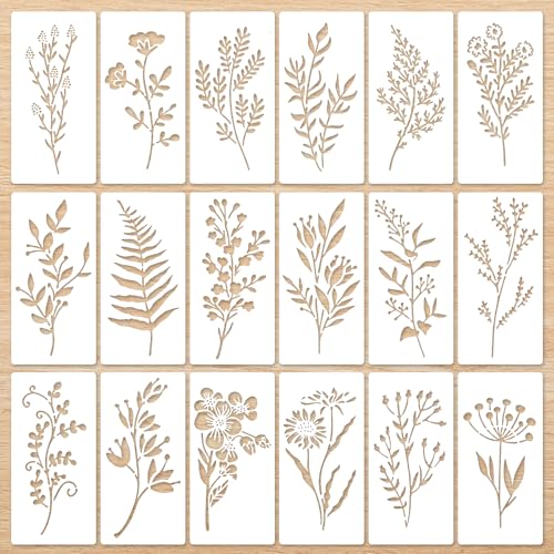 18PCS Stencils for Painting, Reusable Flower Stencils