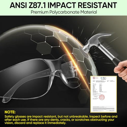 TICONN Clear Safety Glasses for Men & Women, ANSI Z87.1 Safety Goggles - style: 24 Pairs