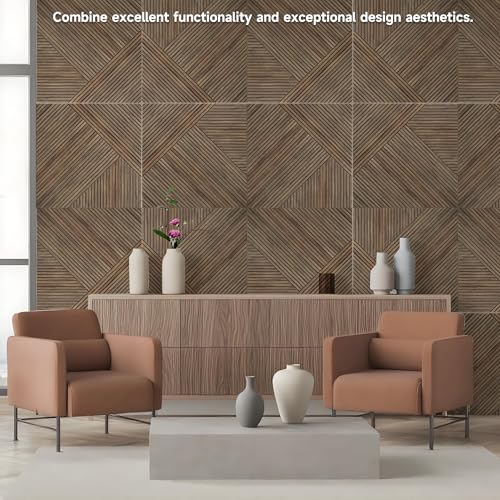 TO-TH Acoustic Panels Self-Adhesive Sound Proof Panel 6Pack, Natural Walnut - color: Natural Walnut