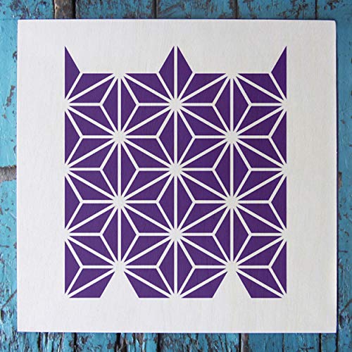 Mixed Media 12 Pack Pattern Stencil Set - Checkers, Bricks, Hexagons, Moroccan, Dots, Thatched, Diamonds, Asian Star, Chevron, Quatrefoil, 50 Stars, Scallop, Laser Cut Mylar each 5.75”x 6” by Stencil1 - color: Mixed Media 12 Pack Pattern Stencil Set
