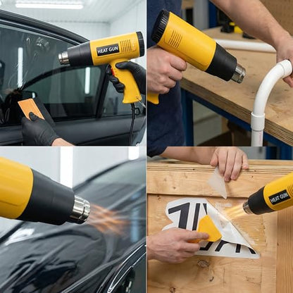 Vinyl Wrap Tool Kit Include Heat Gun, 7PCS Stick Squeegee, Knife Tape, Felt Squeegees, Craft Knife and Utility Knife Plastic Scraper, Vinyl Cutter, Magnet Holders, Cloth, Gloves - color: green