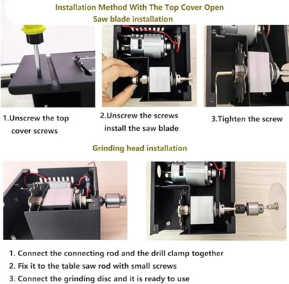 Mini Table Saw, Mini Table Saw for Crafts, Multi functional Portable Adjustable Cutting Sanding Engraving Drilling All in One Machine for Wood/PCB/Acrylic/Plastic