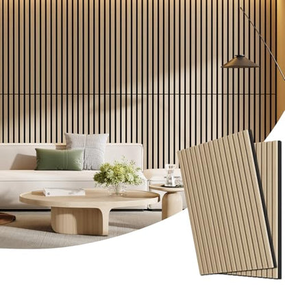 2 Pack Acoustic Wood Panels for Wall 47.24" x 23.81" Soundproof - color: Oak, size: 47" x 23" (2 PCs)