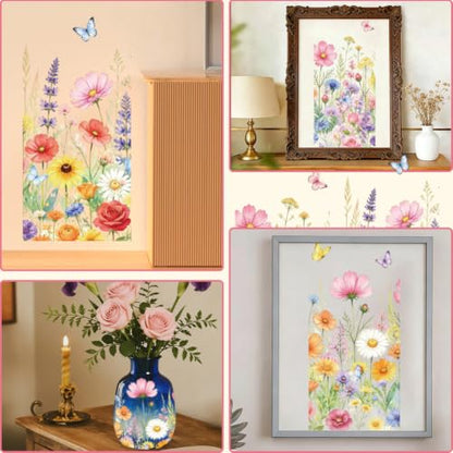 3 Sheets Flower Rub on Transfers for Furniture Crafts 6"x12" - color: Flower-1