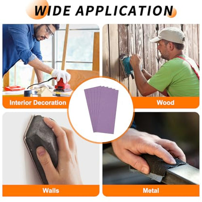 6 Pcs 120 Grit Sandpaper 3.6 x 9 Inch Sand Paper Purple Alumina - size: 120Grit, 3.6 x 9 Inch