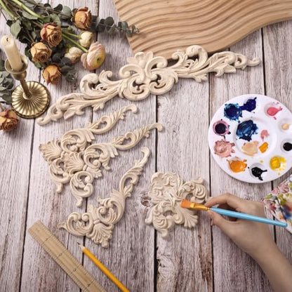 Croblissful 8 Pcs Wood Appliques and Onlays, Rustic Style, Large Size - size: Large Size, style: Rustic Style