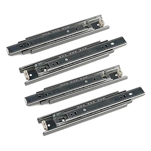 Drawer Slides BESUNTEK 2 Pair Full Extension 3 Section Ball Bearing Side Mounted Drawer Slider for Cabinet Kitchen (Silver, 8 Inch)