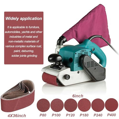 Blulu 44 Pieces 4 x 36 in Sanding Belts and 6 in Self-Adhesive Discs Set