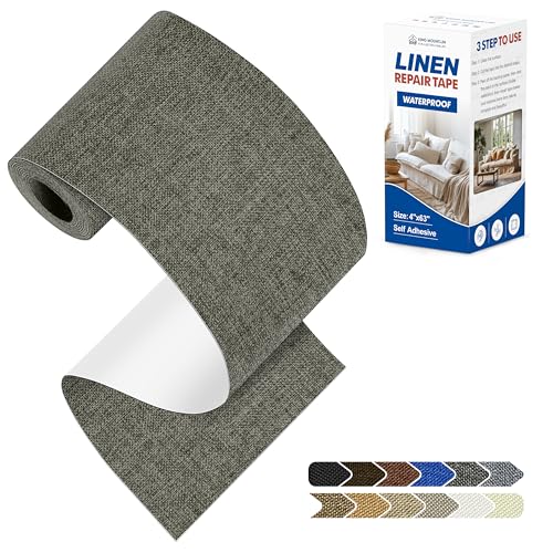 KING MOUNTAIN Linen Repair Patches, Self-Adhesive Fabric Patches, 4 X 63 inch Extra Size, Multi Color, Can be Used for Sofa Repair (Dark Grey 1.0) - color: Dark Grey 1.0, size: 4" Wx 63"L