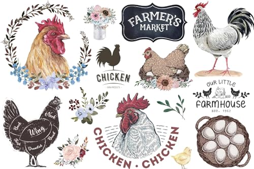 UV DTF 4 Sheet Morning Farmhouse Rub on Transfers, Farmhouse Fresh Craft Transfers for Furniture Farmhouse Theme Style Rub on Transfers for Decorate Doors Wall Window Mirrors Calendars Vases