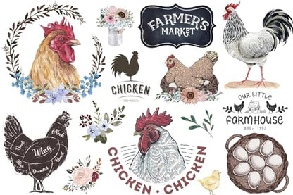 UV DTF 4 Sheet Morning Farmhouse Rub on Transfers, Farmhouse Fresh Craft Transfers for Furniture Farmhouse Theme Style Rub on Transfers for Decorate Doors Wall Window Mirrors Calendars Vases