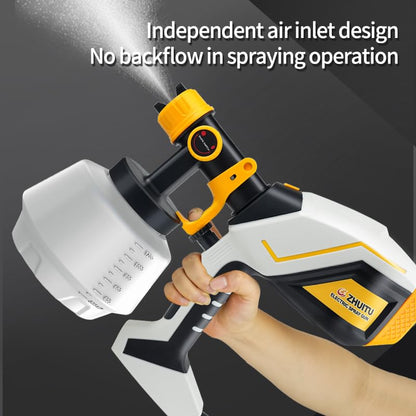 Paint Sprayer 1000W HVLP Electric Spray Paint Gun with 6 Copper Nozzles and 3 Spray Patterns 1200ML High Capacity Container for Furniture, Fences, Walls, Garage Doors (Yellow) - color: Yellow