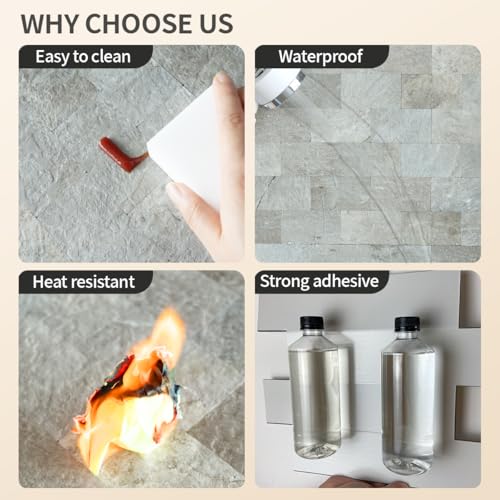 DICOFUN 1 Sheet Mountain Rock Thick PVC Peel and Stick Backsplash Wall Tiles, 12"x12" Self Adhesive Subway Tile for Kitchen and Bathroom Backsplash - color: Mountain Rock, size: 1 Sheet, 12"x12"x0.12"
