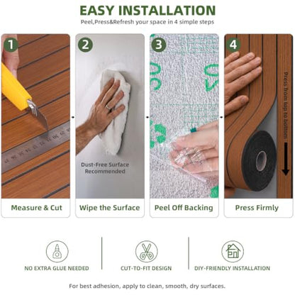 Elvone Peel and Stick PVC Slat Wood Wall Panel, Walnut, 236" x 15.7" - color: Walnut, size: 15.7" x 236"