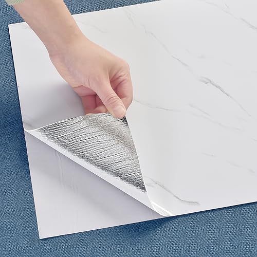 Haimin 3D Wall Panels Peel and Stick Marble Tile Look 10 Pack Waterproof - color: White-LYB