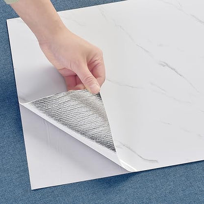 Haimin 3D Wall Panels Peel and Stick Marble Tile Look 10 Pack Waterproof - color: White-LYB