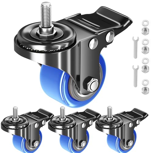 Caster Wheels Heavy Duty 2 Inch Threaded Stem Casters UNC 1/2"-13 x 1 - color: Blue, size: 2in(1/2"-13)