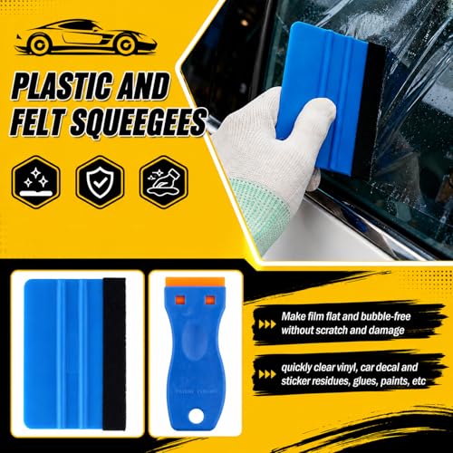 Car Vinyl Wrap Tool Kit,Upgraded Car Wrapping Kit with Gloves/Vinyl Wraps Magnets/Plastic & Felt Squeegee for Automotive Film Application,Professional Vinyls Application Tools