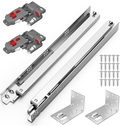 Chibery 9 12 15 18 21 Inch Undermount Soft Close Drawer Slides, Full Extension 3D Locking Device, Concealed Bottom Mount Rails for face Frame Cabinet, Rear Mount Brackets, 100 LB, 15 inch-1 Pair - size: 15 Inches