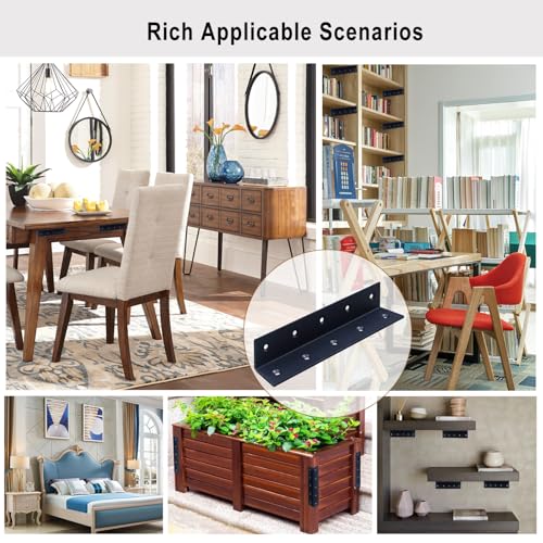 8" x 1.5" x 1.5" L Brackets Heavy Duty, Large Iron Corner Bracket Metal Joint, Thickness 2.5mm Including Screws, for Wooden Bookshelf Furniture Cabinet (Black-4PCS) - size: 8" x 1.5" x 1.5" - 4pcs - Black