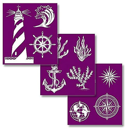 Dixie Belle Paint Company Silkscreen Stencil - Nautical 8� x 9� - 3 Pack - style: Nautical