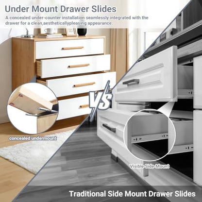 1 Pair 21 Inch Undermount Drawer Slides, Self Soft Close Full Extension Drawer Rails Concealed Drawer Runners Adjustable Locking Devices Mounting Brackets Screws Included - size: 21 Inch