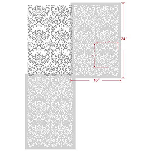 GSS Designs Damask Wall Stencil for Painting 16x24Inch Wall Stencil DIY Home Decor Stencils Paint Stencil for Walls Furniture Floors Fabric Crafts - style: Damask 16''x24''