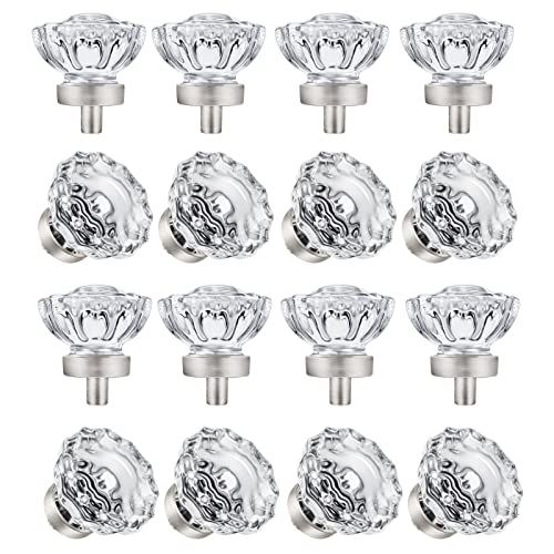 Brushed Nickel Cabinet knobs, Glass Cabinet Knobs and Pulls, Vintage Crystal Knobs for Dresser Drawer(Round, Brushed Nickel, 16 Pack) - color: Brushed Nickel, size: 16 Pack (36mm)