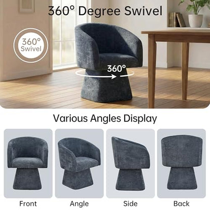 VKNOW Upholstered Swivel Dining Chairs Set of 4 with Barrel Back and Arm - color: Blue