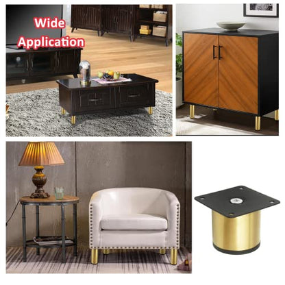 Gold Set of 4 Stainless Steel Furniture Legs 2 Inch/ 50 mm - size: 2 Inch