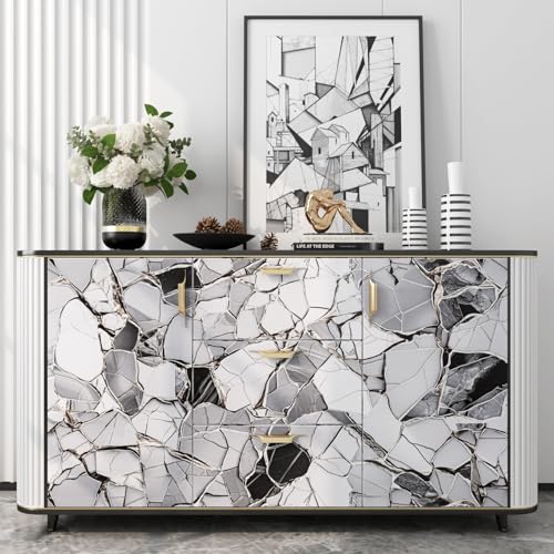 LaCheery White Gray Black Marble Contact Paper for Countertops Kitchen Counter Top Peel and Stick Waterproof Marble Wallpaper for Bathroom Countertop Vinyl Wrap Cabinets Walls Removable Roll 15.8"x80" - size: 15.8" x 80"
